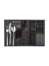 Villeroy & Boch Silbernes Design-Besteck-Set Blacksmith Mit Gehämmerten Griffen, 6 Personen (30-tlg.) – Bild 4