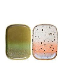 Handgemachte Servierplatten 70's, L 15 X B 11 Cm, 2er-Set