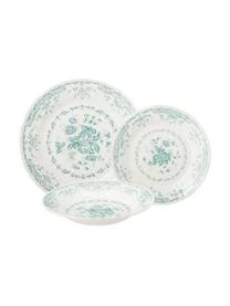 Geschirr-Set Rose Mit Blumendesign, 6 Personen (18-tlg.)