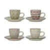 Bloomingville Espressotassen Mit Untertassen Karine Mit Kleinem Muster, 4 Stück