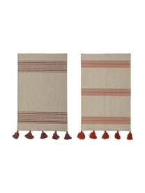Bloomingville Gestreifte Geschirrtücher Dali Aus Baumwolle Mit Quasten, 2er-Set