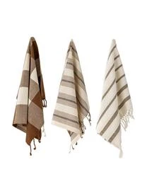 Bloomingville Baumwoll-Geschirrtücher Papaya Mit Fransen, 3er-Set