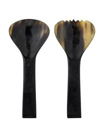 Bloomingville Schwarzes Salatbesteck Aviaja Aus Horn, 2er-Set